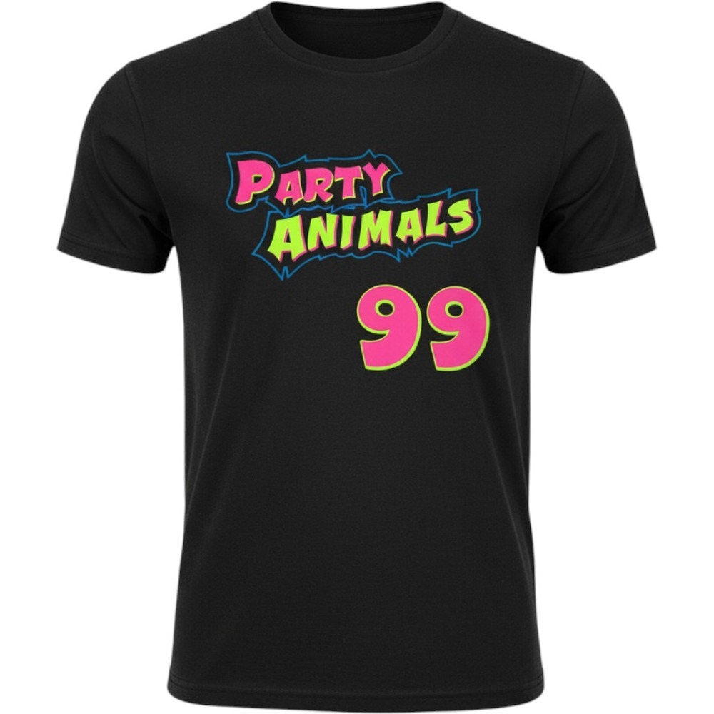 Savannah Bananas Party Animals 99 T-Shirt  Black Neon Graphic Mens L